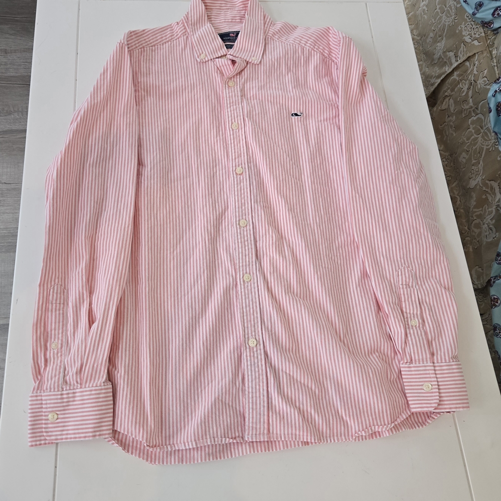 Vineyard Vines Men's L Pink Striped Shirt